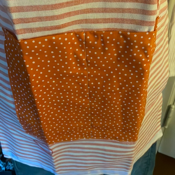 Handmade orange/pink polka dot Apron - Picture 4 of 10